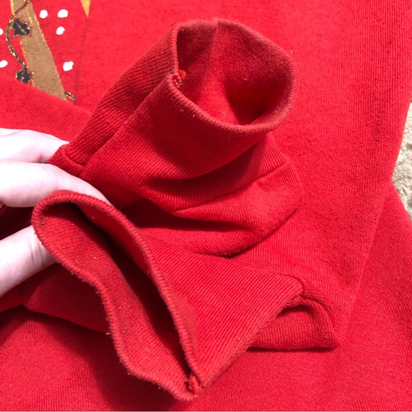 Vintage 90s Red Christmas Sweater Teddy Bears Jingle Bears Caroling XL - Picture 5 of 7